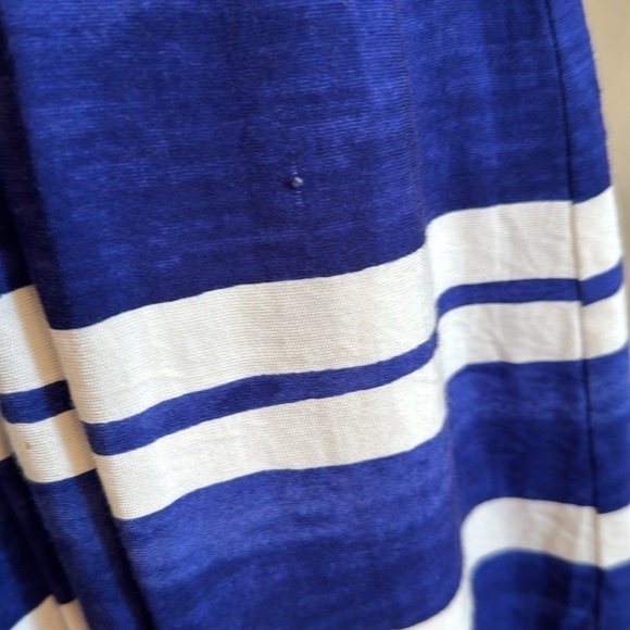 LOFT Size 0 (Fits 2-4) Blue & White Striped Fit and Flare Midi Dress - Picture 14 of 14